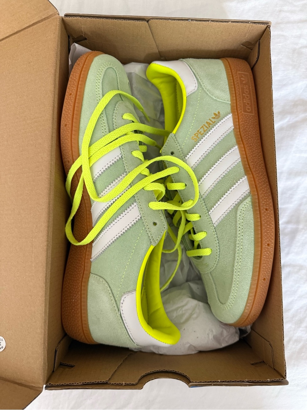 NWT adidas Handball Spezial Suede Sneakers in Mint Green & Neon Yellow